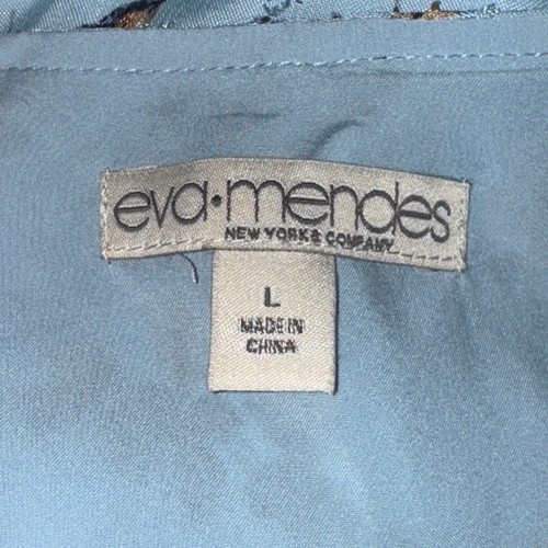 New York & Company Eva Mendes Cassidy Wrap Dress Women's Size L Blue Floral NWT - Picture 8 of 9
