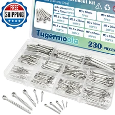 230PCS 12 Sizes Cotter Pins Assortment Kit 304 Stainless Steel Split Pin...