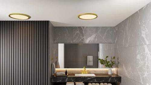 Quoizel OSTA1720 Outskirts 20"W LED Flush Mount Ceiling Fixture - Gold - Picture 4 of 8