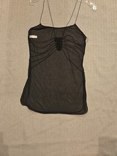 Vintage Victoria  s Secret Sheer Black Lace Back Babydoll Lingerie Slip Size Smal