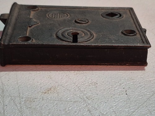 Antique Cast Iron Rim Surface Door Lock With Night Latch & Key For Restoration - Picture 8 of 14