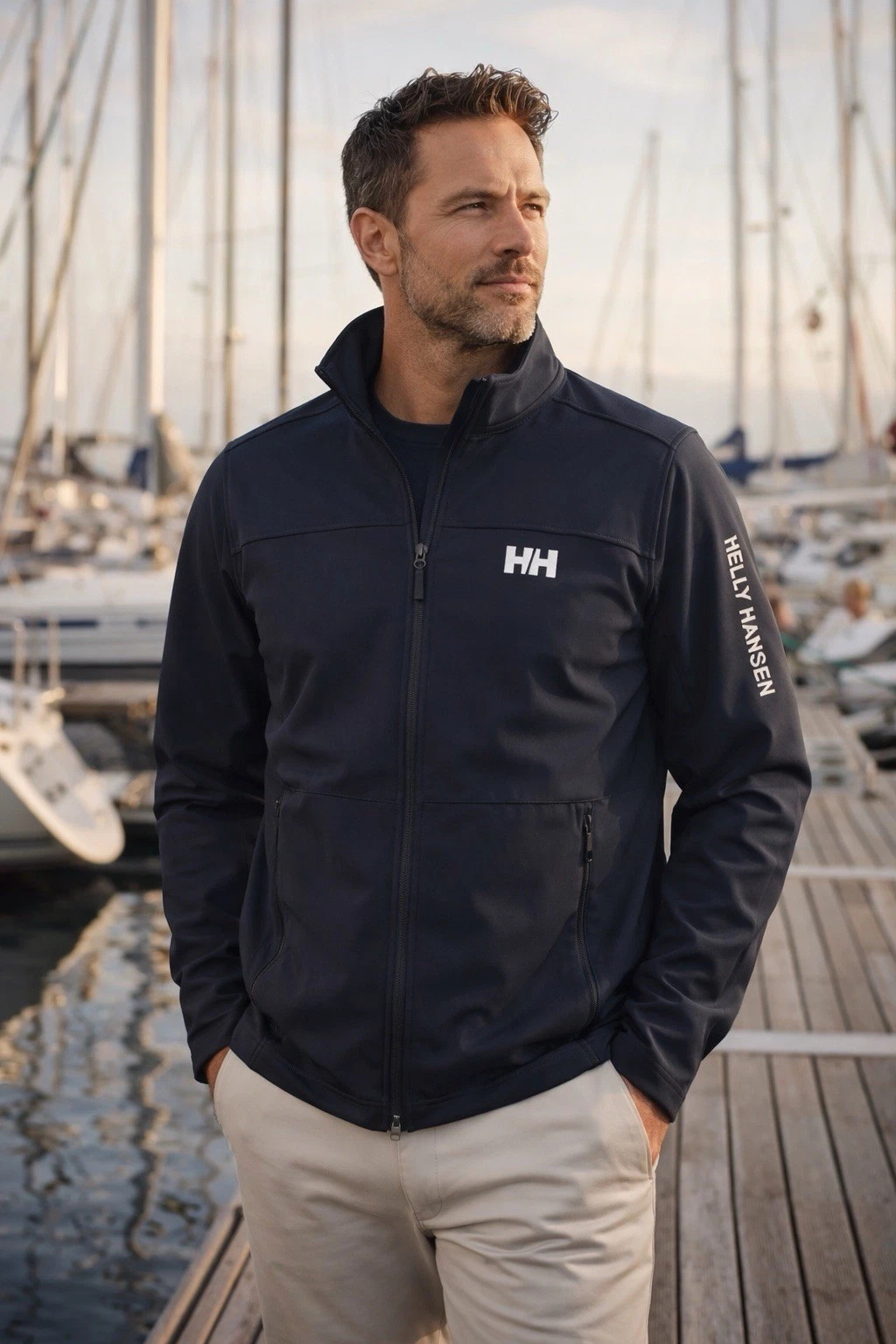 Helly Hansen Jacket Mens Medium Navy HP Racing Softshell Crew Waterproof Stretch