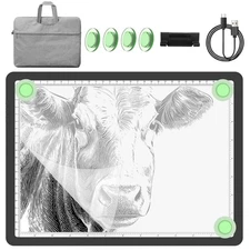 YINGWOND 9000LUX A4 Rechargeable Tracing Light Box with Padded Case,Wireless ...