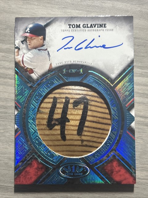 2025 Topps Tier One Tom Glavine Braves Game Used Bat Knob On Card Auto 1/1