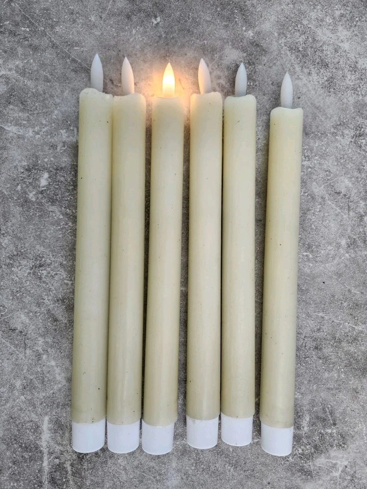 Juego de 6 velas de cera cónicas de llama parpadeante sin llama LED sin control remoto Foto 4 de 4