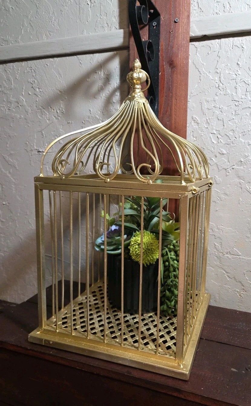 Vtg Bird Cage Goldtone Heavy Metal Wire . Use Or Decor. Nice
Opens in a new window or tab