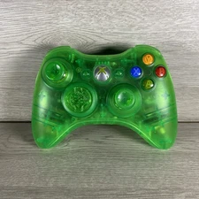 Microsoft Xbox 360 Controller Wireless Custom Transparent Green W/ Red LEDs Read