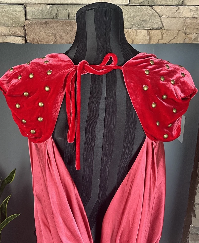 Vestido Fornarina Año Nuevo Cóctel Fiesta Seda Terciopelo Sin Espalda Vacaciones Evento Rojo Grande Foto 2 de 4