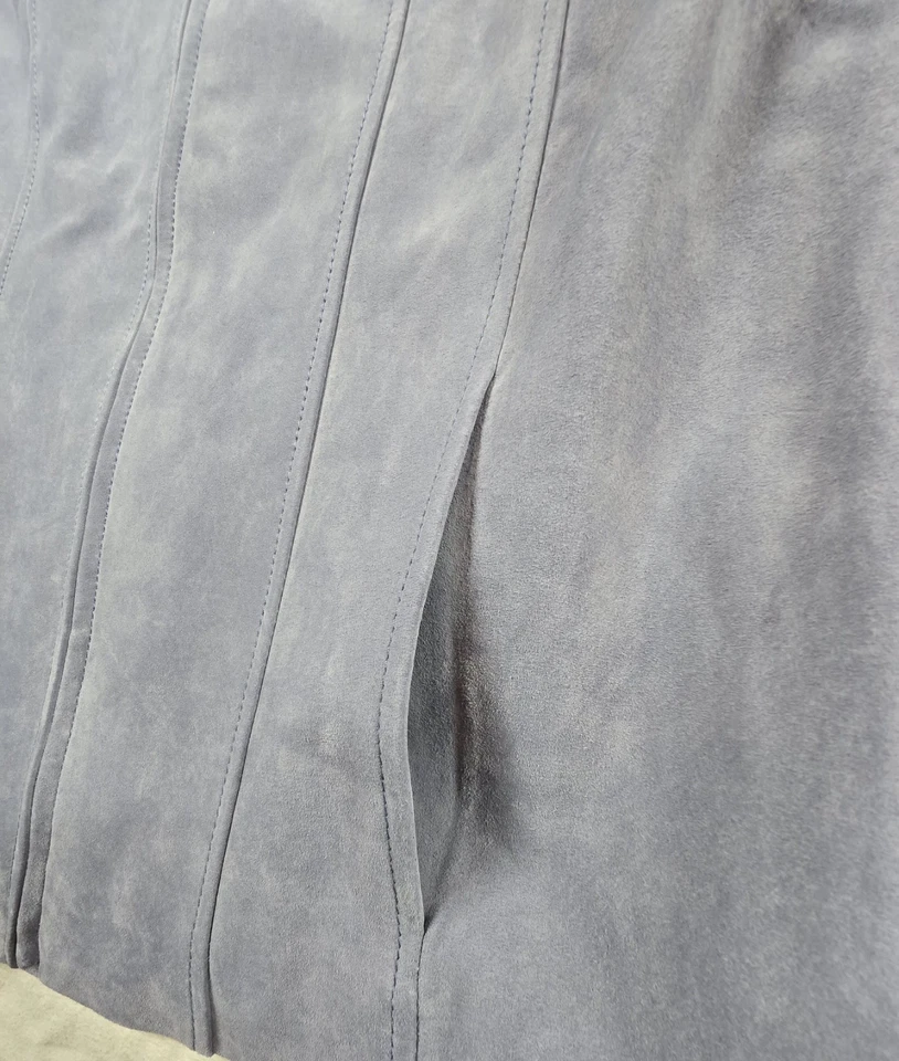 DIALOGUE QVC Womens Jacket Suede Blazer Washable Career Travel Baby Blue 16 NWT - Image 3 of 4