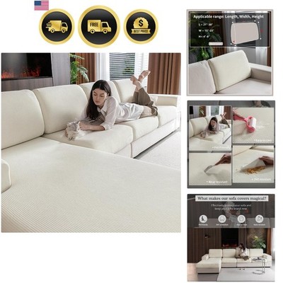 Sectional Couch Covers, Wear Resistant Stretch Sofa Covers Washable Soft Couc...