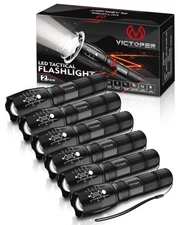 Victoper 6-Pack 2000 Lumens LED Tactical Flashlights, 5 Modes, Zoom, Waterproof