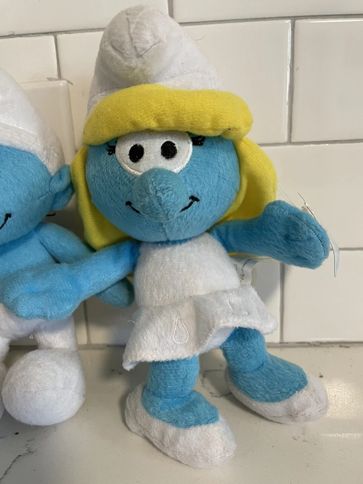 Nanco Smurfs Smurfette & Boy Smurf Plush Stuffed Animal Toy Gift Blue 12 Inch  - Image 3 of 4