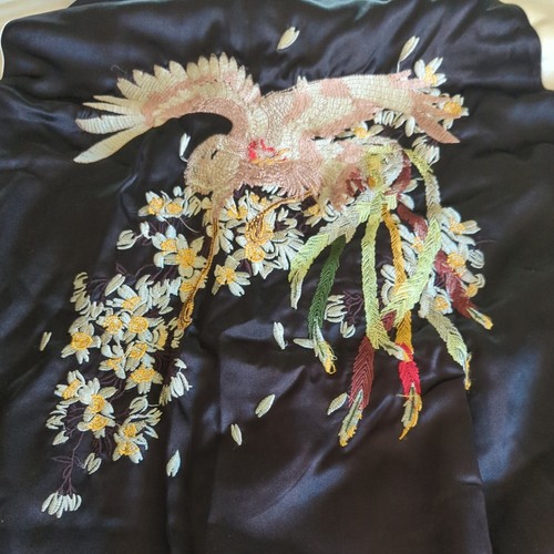 Standard Issue NYC Colorblock Satin Bomber Jacket W/ Embroidered Bird Size XL - Picture 10 of 12