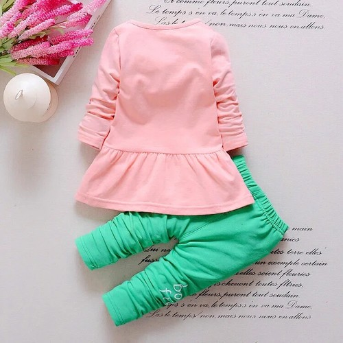 Girls Clothing Sets Wave Point Clothing Set Baby Cotton Suit Cartoon 3pcs Suit - Picture 5 of 23