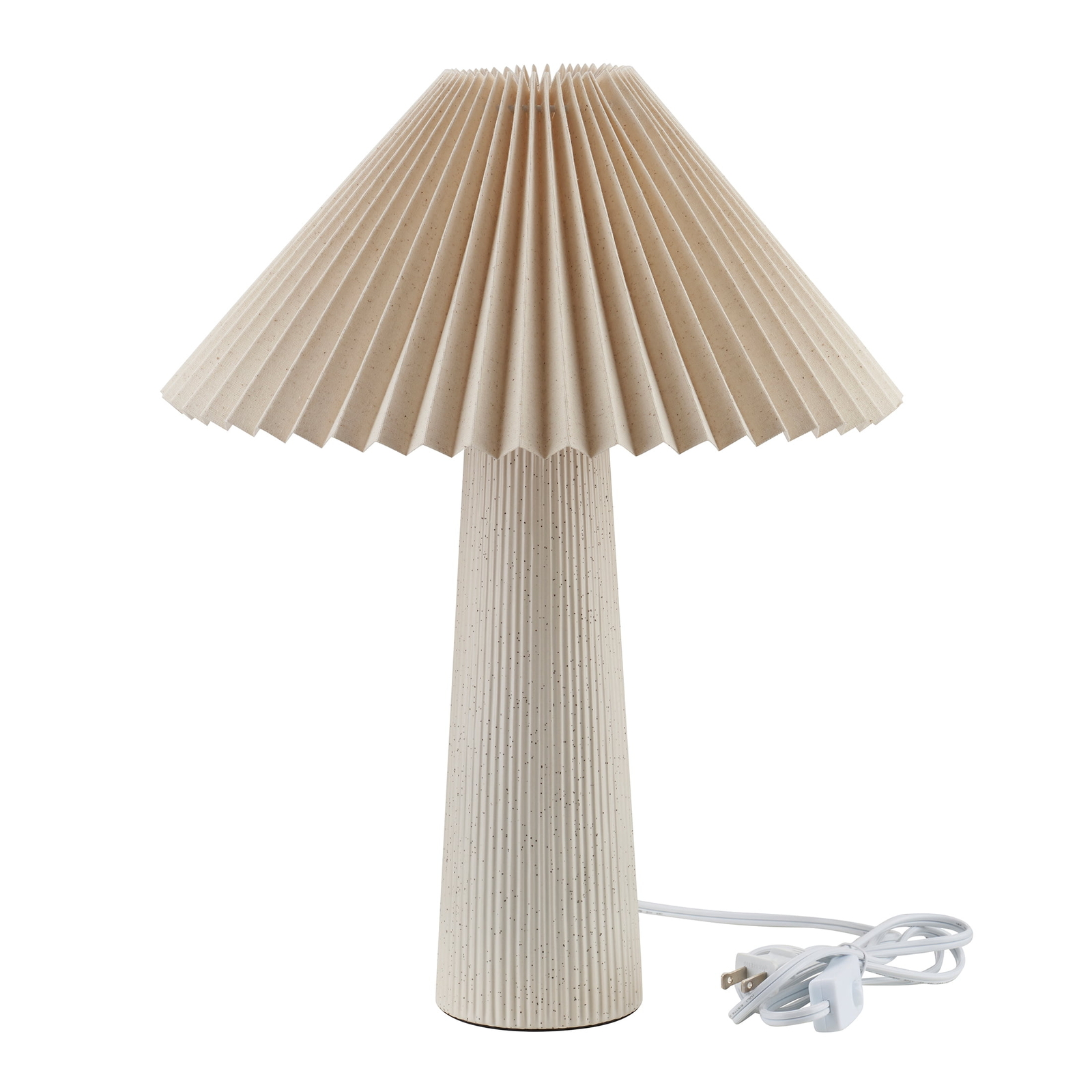 Table Lamp 18 In Ivory Pleated Shade Ribbed Ceramic FREE SHIPPING USA-image