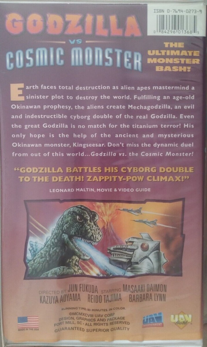 VERY RARE Godzilla Vs Cosmic Monster VHS Tape Clamshell