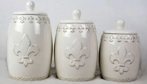 Fleur De Lis Canister Set Coffee Flour Container Kitchen Image Is Loading Fleur De Lis Canister Set Coffee Flour