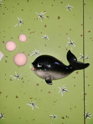 Vintage California Creations By BRADLEY Japan Whale Wall Hanging w/3 Bubbles