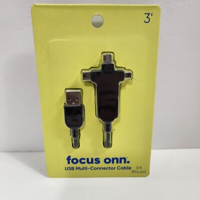 Onn USB Multi-Connector Cable 3 FT Usb C Micro USB Mini USB Mini B Connectors 