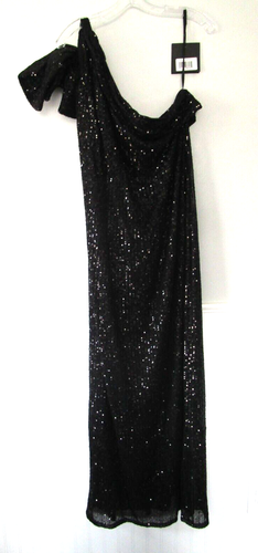 Leena for Mac Dougal Black Sequin Dress Plus Size 18 Off One Shoulder 11283 NEW - Picture 3 of 20