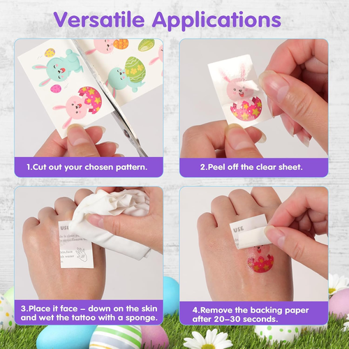 Temporary Easter Tattoos for Kids - Easter Egg Stickers for Boys and Girls, East - Picture 7 of 7