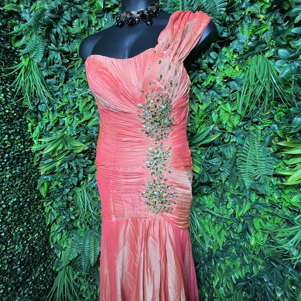 Vestido MAY QUEEN Mujer 12 Naranja Formal Sirena Dobladillo en Capas Plisado Apedreado 1650 Foto 2 de 4