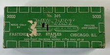 Full Box of Vintage Duo-Fast Staples No. 305 5000 Count Fastner Corp. Chicago