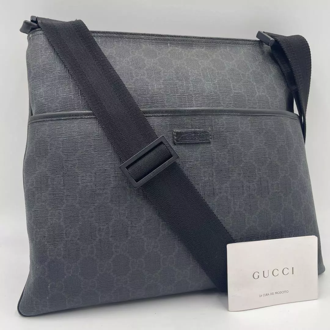 Sac à bandoulière GUCCI GG Supreme noir PVC homme authentique