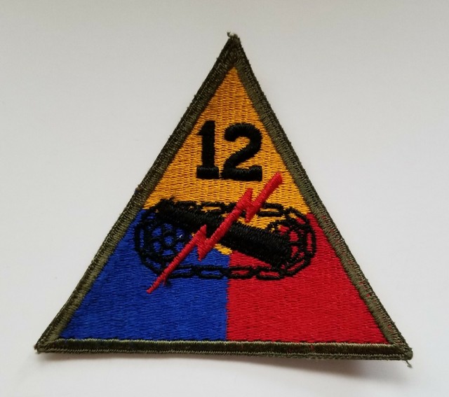 WWII Original US Army 12th Armored Battalion Patch Hellcats New 