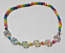 Child's Colorful Beads Clear Flower Beads Stretch Necklace