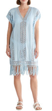 BOHO ME Crochet Fringe Short Dress/cover up NWT Sz S