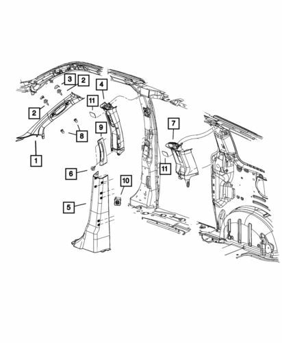 Moldura del pilar derecho para Chrysler Town & Country 2011-2016 (N/P ZR08BD1AI)