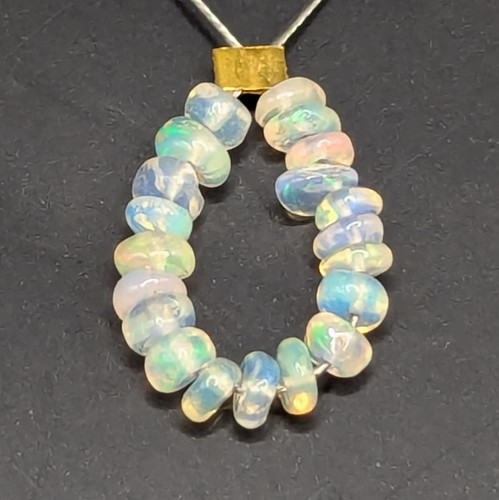 20 x polished genuine natural blue green opal beads perfect accent gemstone - Picture 4 of 4