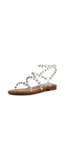 Steve Madden Travel Clear Fashion Rhinestone Leather Embellished Flat Sandals - Bild 8 von 9