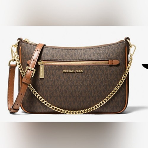 Michael Kors Jet Set Small Logo Chain Crossbody Bag Brown