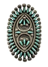 Vintage Zuni Sterling Silver Petit Point Turquoise Ring Size 7