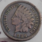 1886 Type 2 Indian Cent VF Details.  Old Cleaning.  Free Shipping.