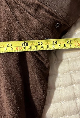 Vintage RAGE Brown Suede Jacket Size XL Green Collar w Zip Hood Barn Chore Coat - Picture 8 of 14