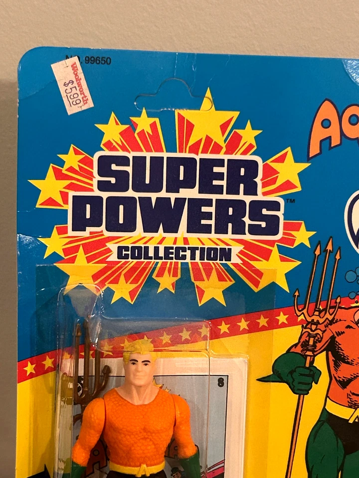 全新带盒 1984 年 KENNER AQUAMAN 超级权力动作人物:12 包带美国卡未打孔 — 第 3/4 张图片
