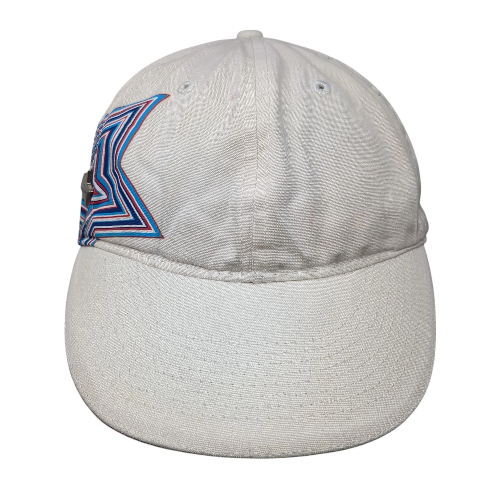 With Star Strapback Baseball Cap White One Size Adjustable Lightweight 6 Panel