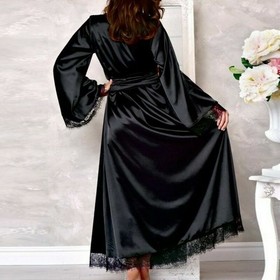 Lingerie Sexy Women Silk Babydoll Robe Kimono Bath Dress Gown Long Nightdress