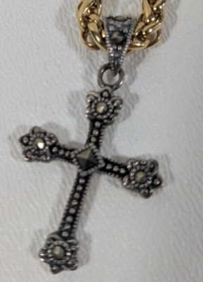 Metal Cross Pendant Avon Gold Chain Tin Steel Crucifix Religious Jewelry