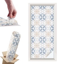 Frosted Glass Window Film Privacy Glass Film Floral Beauty Art Beige