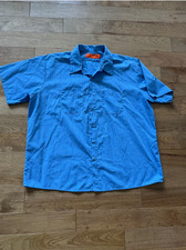 Vintage Red Kap Work Shirt 3XL Blue Pinstripe Mechanic Uniform USA Made