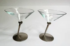 VTG Beefeater Premium Gin Martini Glasses Classic Collectibles Metal Stem MCM
