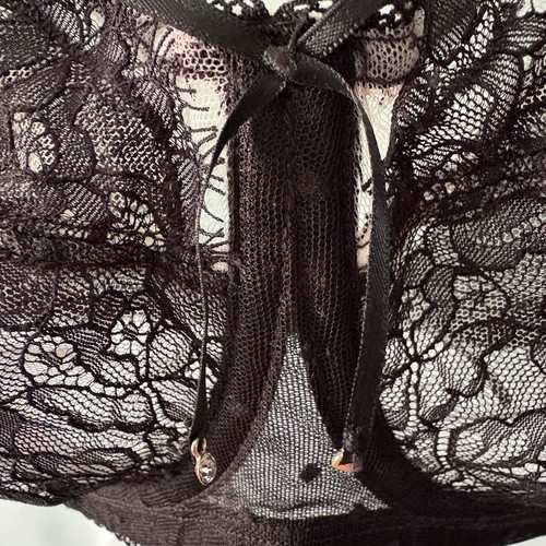 Smart & Sexy Black Lace Underwire Bra Size 40 DDD Contrasting Accents #SA1017 - Picture 4 of 10
