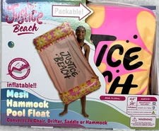 Justice Inflatable Mesh Hammock Pool Float 44" Pink Daisy Converts to Chair