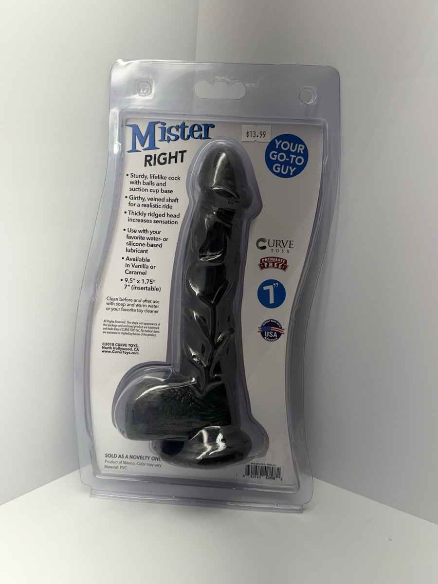 Curve Toys 7 Inch Mister Right Dildo 7" Suction Cup Ribbed Realistic |  Black Fl | eBay