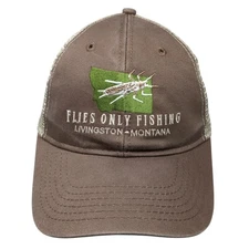 Flies Only Fishing Livingston Montana Strapback Trucker Hat Brown One Size