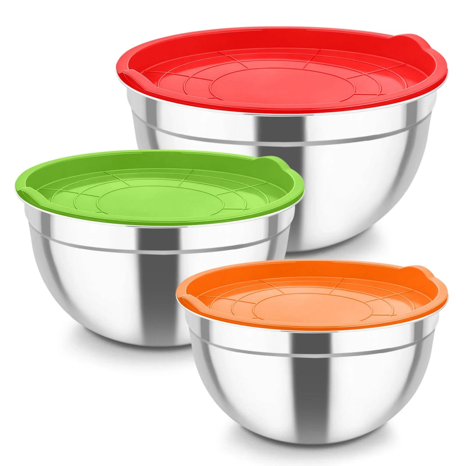 Mixing Bowls, Stainless Steel Nesting Salad Bowls with Airtight Lids Set, For...
